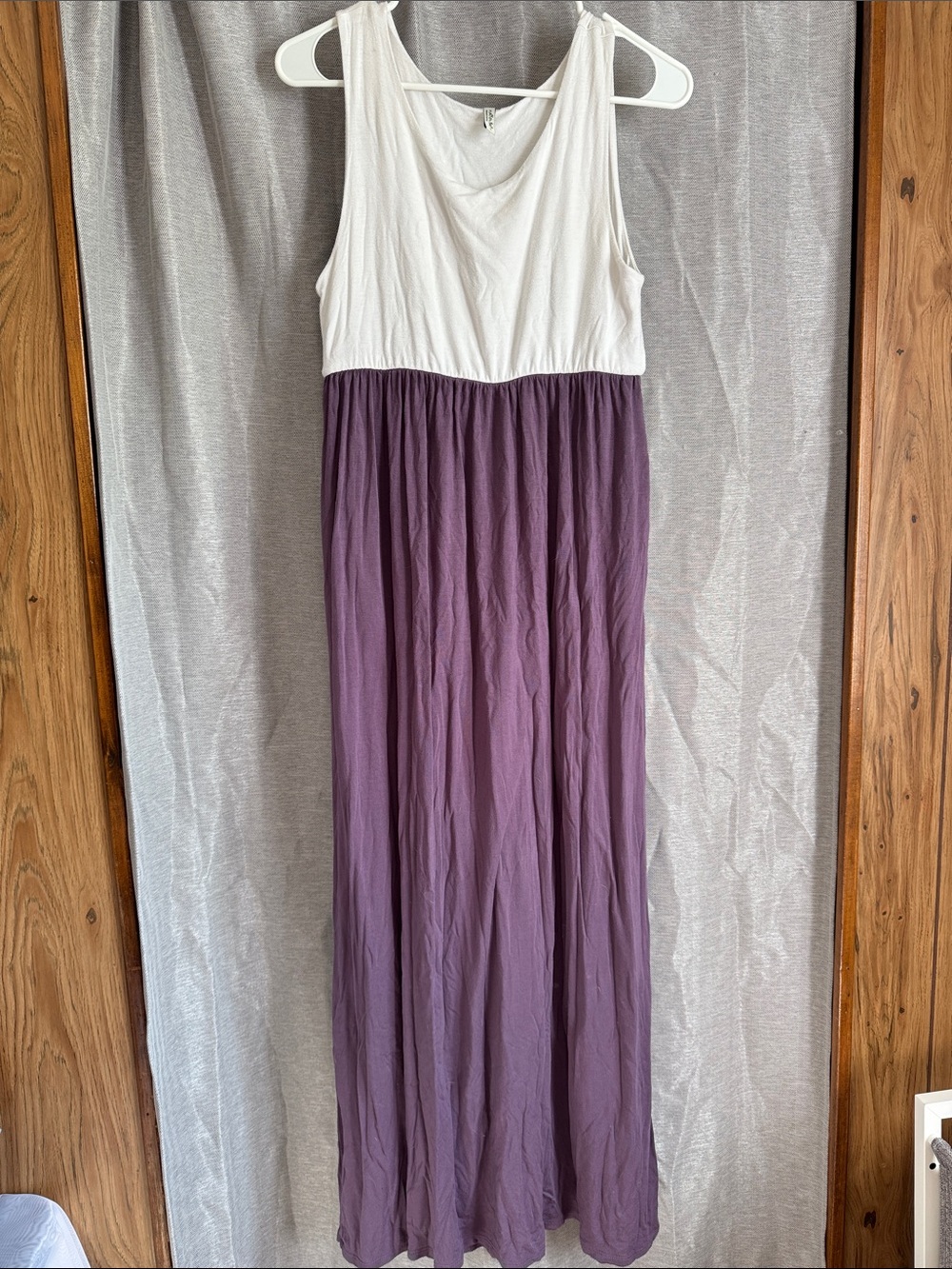 Mother Bee Maternity White and Purple Maxi Maternity Dress size large